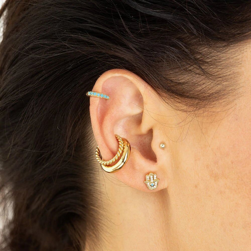 Scream pretty 18ct Gold Plated Twist Rope Ear Cuff Earrings