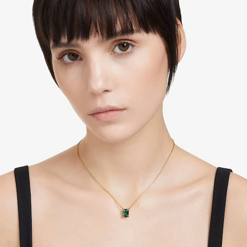 Swarovski Matrix Green Mixed Cuts Gold Tone Plated Necklace