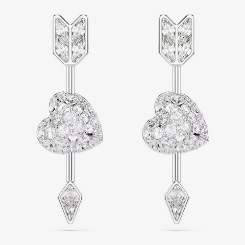 Swarovski Idyllia Rhodium Plated Reversible Arrow Heart Earrings