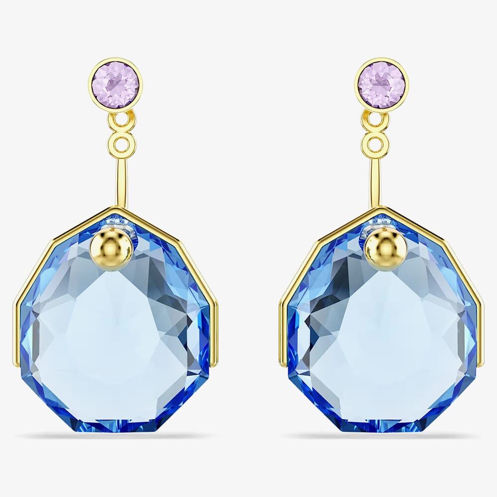 Swarovski Gema Gold Tone Plated Blue Crystal Ear Jackets