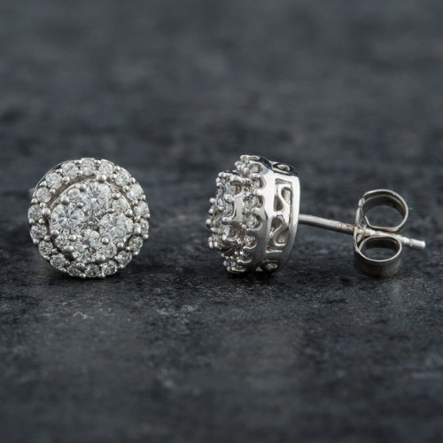 9ct White Gold Brilliant Cut Diamond Stud