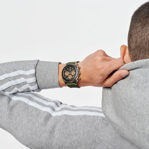 Adidas Masters Originals One Chronograph Green & Black Watch on wrist