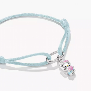 THOMAS SABO Hello Kitty Angel Charm and Blue Textile Bracelet