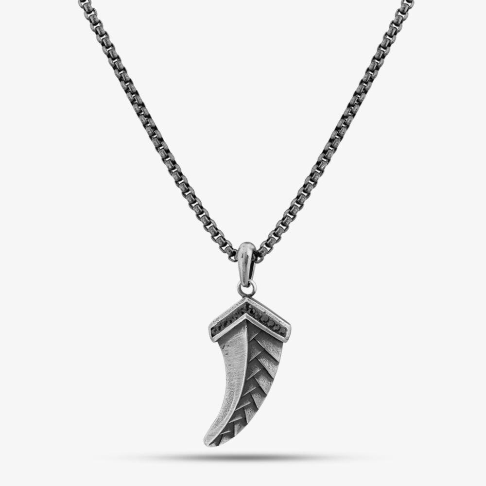 Bourne & Wilde Stainless Steel Black Tusk Pendant Necklace