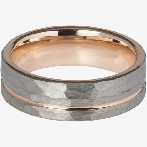 Brown & Rose Gold Plated Tungsten Ring