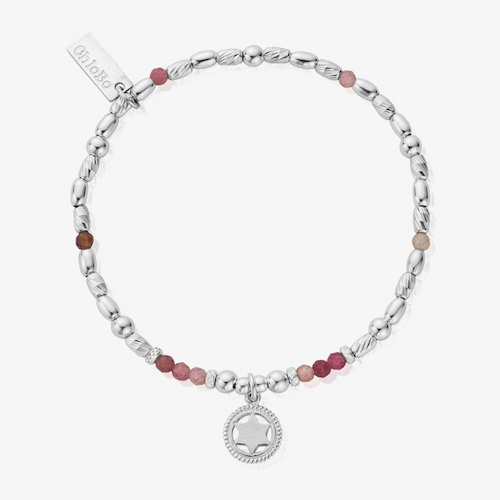 Chlobo Chakra Sterling Silver Pink Tourmaline Heart Bead Bracelet