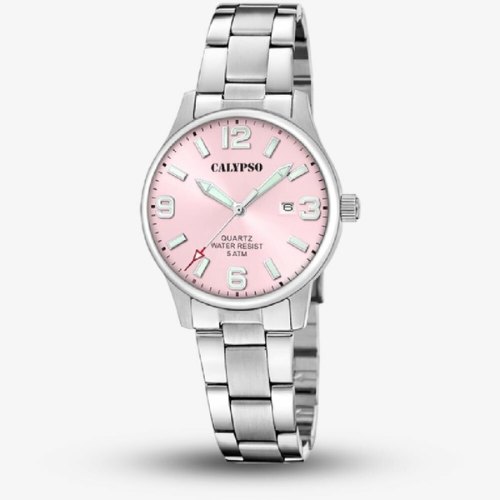 Calypso Ladies Basic Pink Stainless Steel Watch