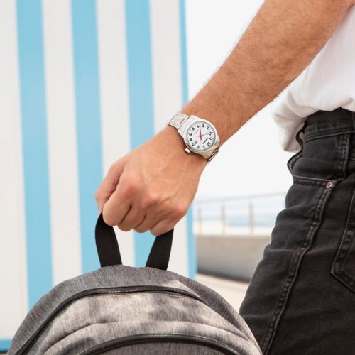 Calypso Ladies Junior Silver Stainless Steel Watch on wrist