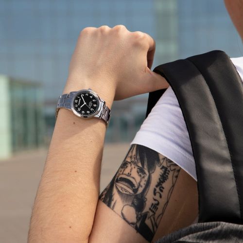 Calypso Mens Casual Black Stainless Steel Watch on wrist