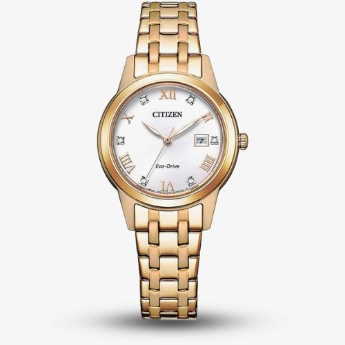 Citizen Ladies Eco-Drive 29mm Gold Plated White Dial Watch