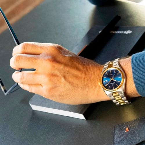 Festina Men’s Classic Two-Tone Blue Dial Watch on wrist