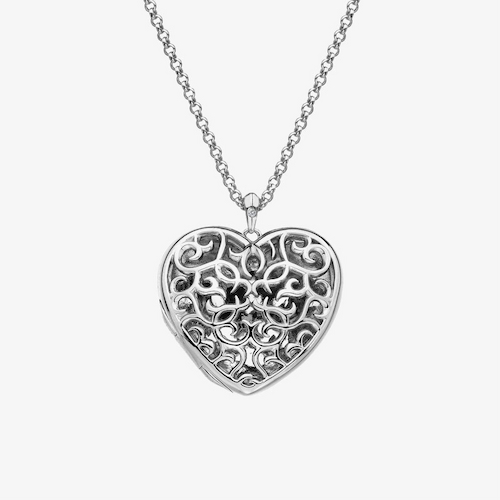 Hot Diamonds Embracing Sterling Silver Heart Locket Necklace
