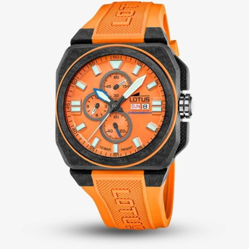 Lotus Men's Carbon Fibre Orange Dial Chronograph Watch