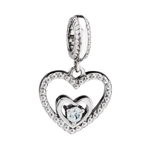 March Birthstone Heart Dangle Charm