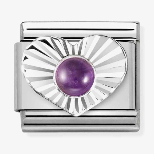 Nomination Amethyst Heart Fluted Bezel Charm