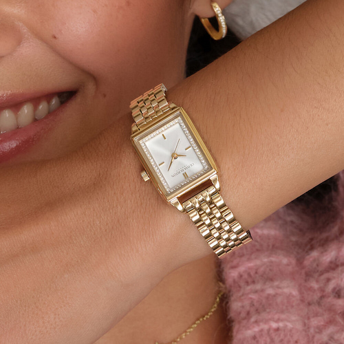 Olivia Burton Ladies Classic White Dial Gold Plated Stainless Steel Bracelet Watch