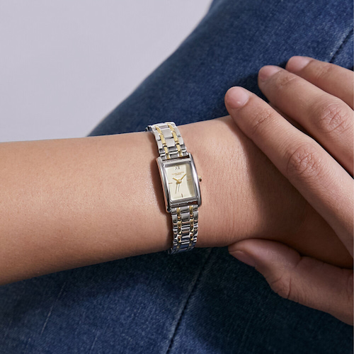 Olivia Burton Ladies Mini Grove Ivory Dial Two-Tone Stainless Steel Bracelet Watch