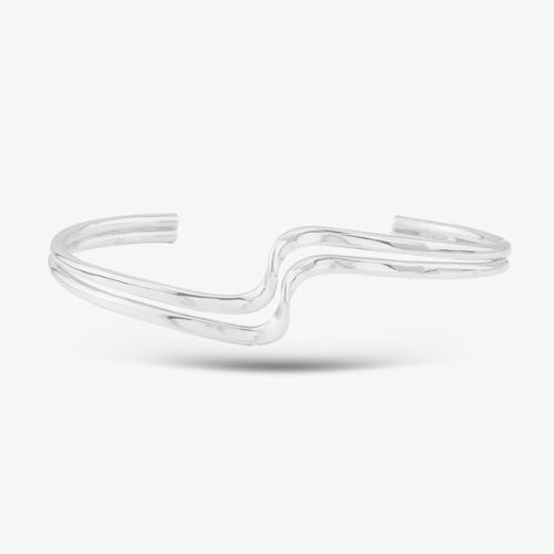 Silver Wave Open Ended Bangle Dazzling Christmas Gift