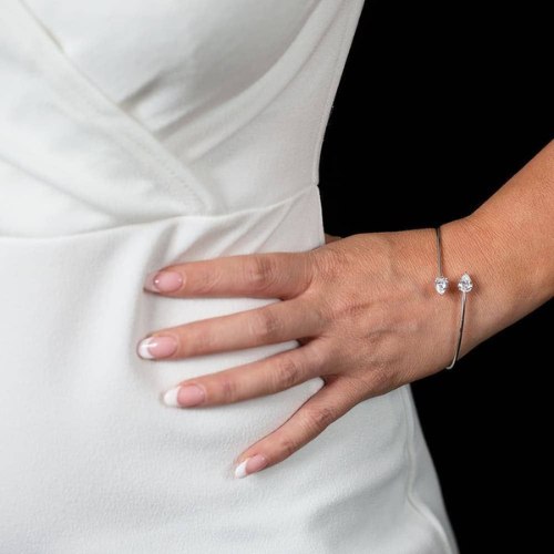 Starbright_Silver_Pear_Cut_Cubic_Zirconia_Open_Bangle_on_wrist