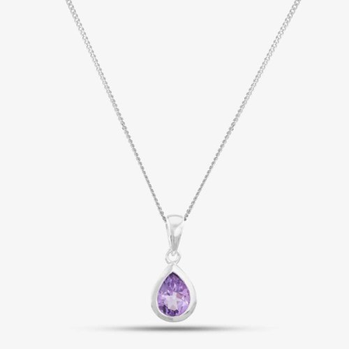 Sterling Silver Amethyst Teardrop Necklace