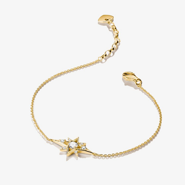 THOMAS SABO 18ct Yellow Gold Plated Cubic Zirconia Star Bracelet