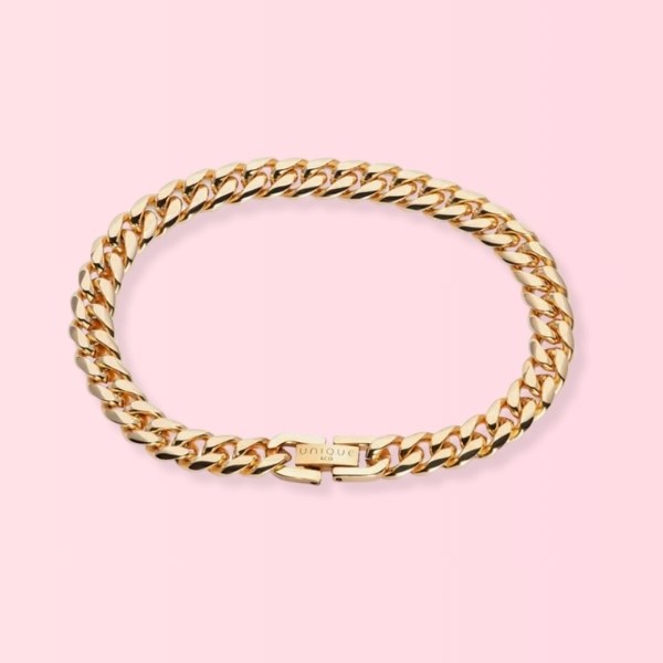 Unique Gold Tone Matte Curb Chain Bracelet - Valentines Day Gifts