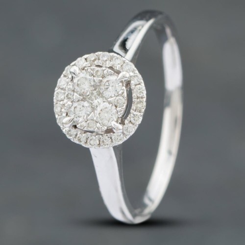 White Gold Brilliant Cut Diamond Round Halo Ring