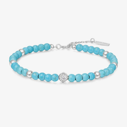Ania Haie Chill Voyager Sterling Silver Lab Created Turqouise Beaded Bracelet