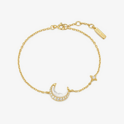 Ania Haie Luna Gaze Gold Plated Mother-of-Pearl Crescent Moon Bracelet