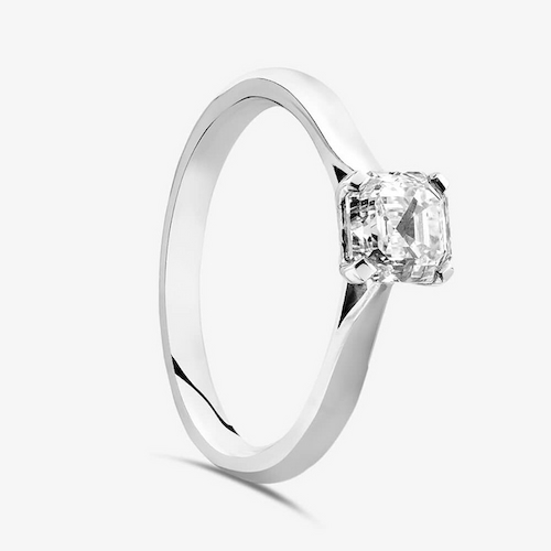 Brown & Newirth Platinum 1.00ct Asscher Cut Diamond Solitaire Ring