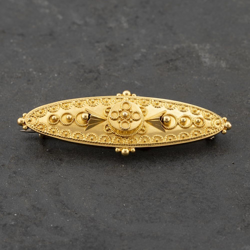 Pre-Owned 15ct Yellow Gold Raised Geometric Beaded Decoration Brooch