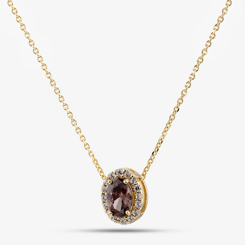 Fashionista Gold Yellow Gold Tone Plated Sterling Silver Purple Cubic Zirconia Halo Pendant