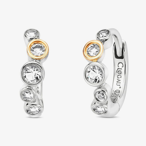 Clogau Two Colour Celebration Topaz Huggie Hoop Earrings