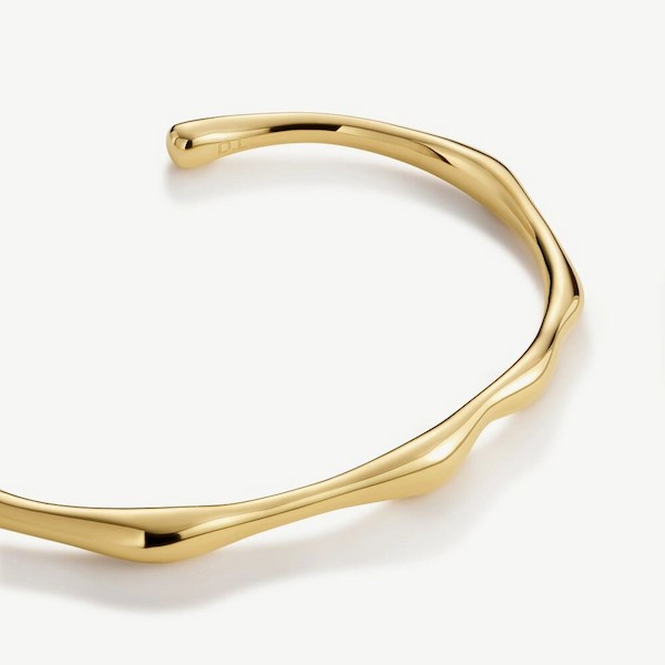 D.Louise Yellow Gold Tone Plated Stainless Steel Bamboo Bangle