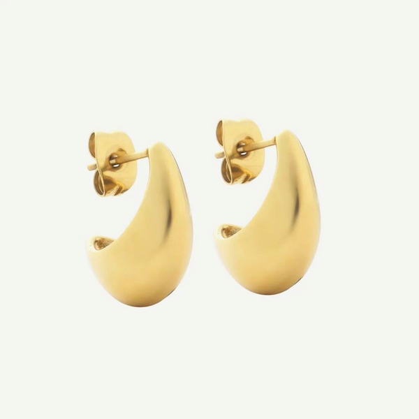 D.Louise Yellow Gold Tone Plated Stainless Steel Curved Mini Hoop Earrings