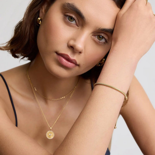 D.Louise Yellow Gold Tone Plated Stainless Steel Classic Friendship Bracelet