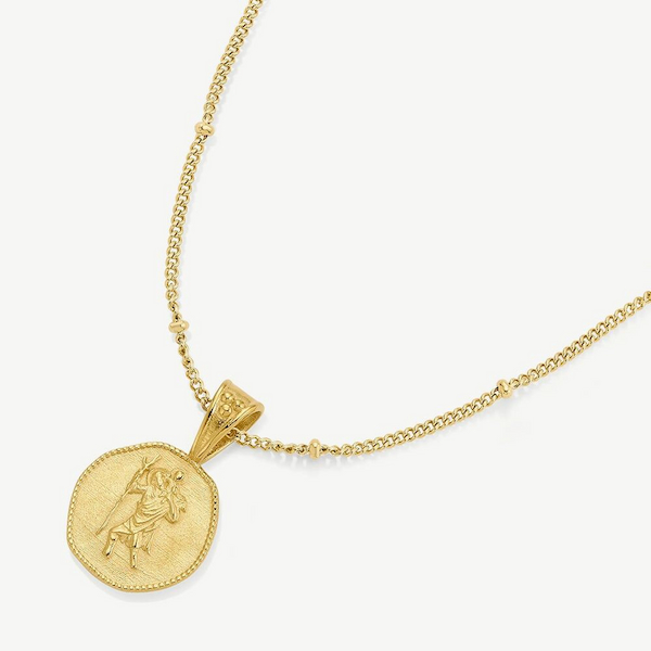 D.Louise Yellow Gold Tone Plated Stainless Steel St.Christopher Pendant