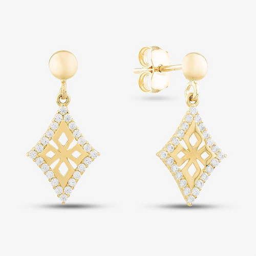 9ct Cubic Zirconia Open Heraldic Cross Earrings