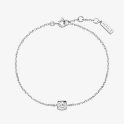 Ania Haie Tide Echo Silver Modern Bezel-Set Solitaire Bracelet