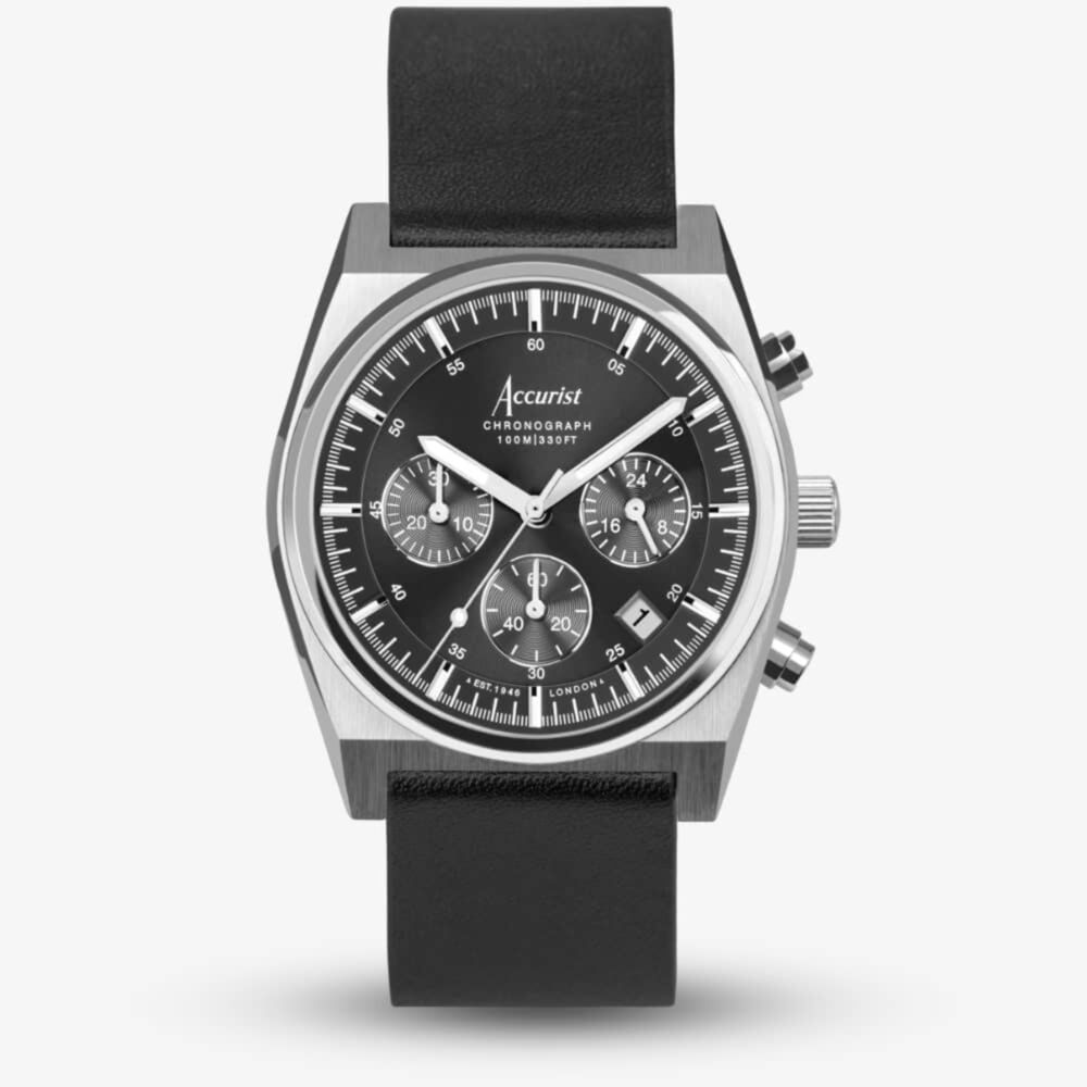 Accurist Origin Black Leather Chronograph Watch