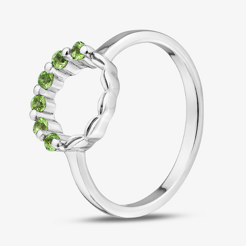 Fashionista Silver Sterling Silver & Peridot Open Circle Ring