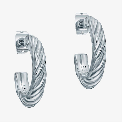 Ted Baker MELANIE Silver Tone Plated Twist Hoop Earrings