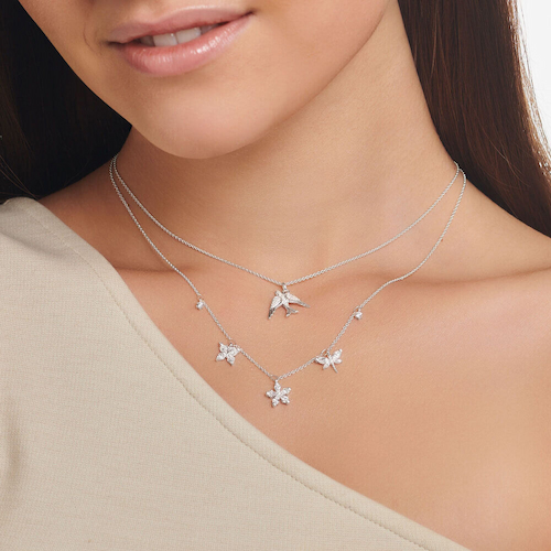 Thomas Sabo Sterling Silver White Cubic Zirconia Flower Necklace