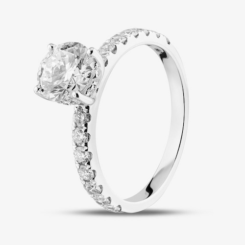 9ct White Gold 1.50ct Certificated Brilliant Cut Lab Grown Diamond Shoulder Set Solitaire Ring