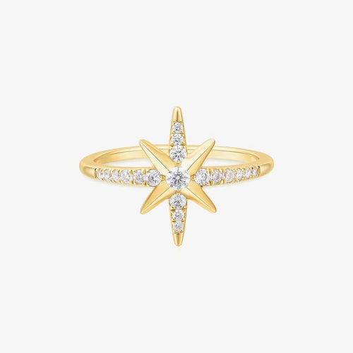 Ania Haie Miss Dainty 14ct Gold Plated Cubic Zirconia Star Ring