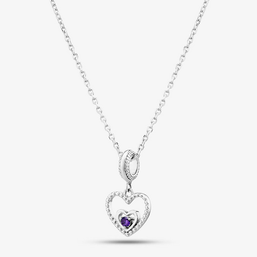 Rosa Lea February Birthstone Heart Dangle Charm Necklace