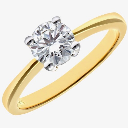 18ct Yellow Gold 0.75ct Round Brilliant Diamond Solitaire Ring