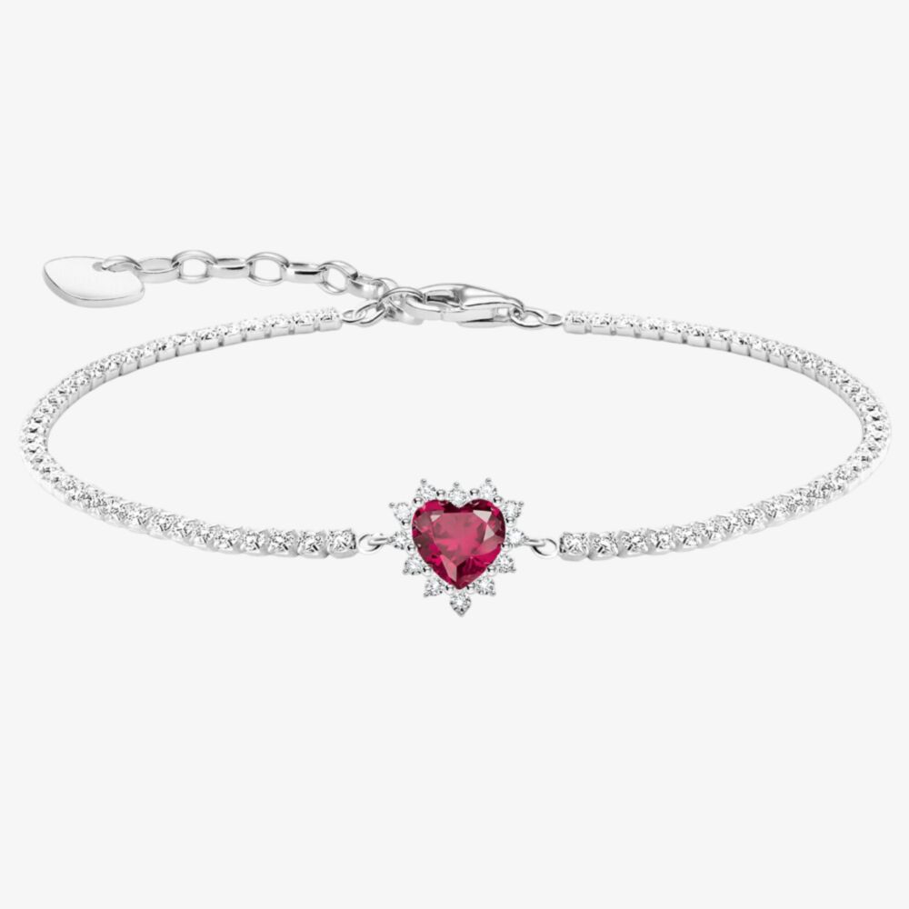 THOMAS SABO Romance Silver Ruby & Cubic Zirconia Heart Bracelet