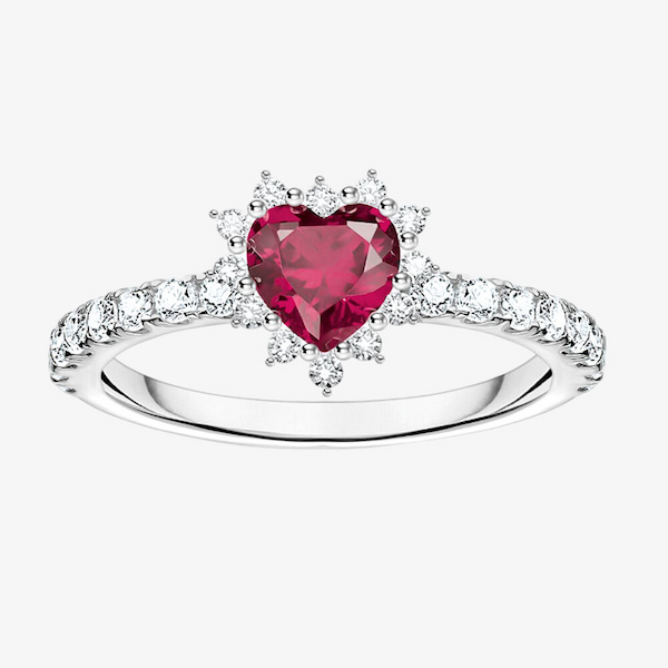 THOMAS SABO Romance Silver Ruby Cubic Zirconia Heart Ring