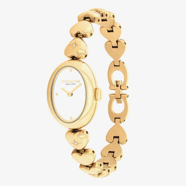 Coach Ladies Sammy Gold Tone Heart Bracelet Strap Watch